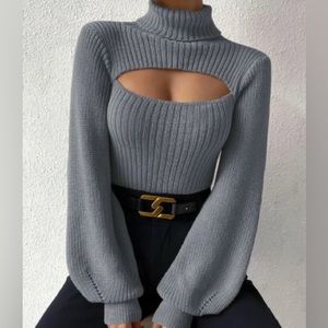 Cozy Cut Out Sweater Gray